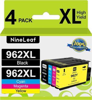 NineLeaf 962XL Ink Cartridge Replacement for HP 962 XL Compatible with OfficeJet Pro 9010 9015 9022 9028 Printer(4 Combo Pack, Black Cyan Magenta Yellow)