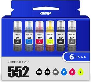 High Page Yield 552 Ink Refill Bottles Replacement for Epson 552 T552 Ink Refill Bottle Use for EPSON EcoTank Photo ET-8550, EPSON EcoTank Photo ET-8500BK PBK C M Y GY
