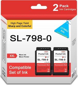 2-Pack SL-798-0 Red Ink Cartridge (17 ml) Replacement for Pitney Bowes SL-798-0 Red Ink Cartridge (17 ml) for SendPro C200 C300 C400 C425 postage meters, Fluorescent Red Ink, (2-Pack Red Ink,17 ML)