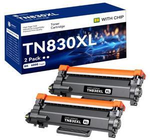 TN830XL Toner Cartridge High Yield Replacement for Brother TN830 TN-830 TN830 XL TN-830XL use with HL-L2460DW DCP-L2640DW HL-L2405W MFC-L2820DW HL-L2480DW Printer (2 Black)