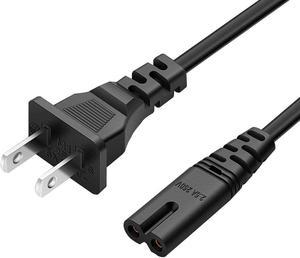 6 Ft 2 Prong Ac Wall Cable 2 Slot Power Cord for HP Envy OfficeJet Pixma Maxify Epson Stylus Workforce Expression Premium Power Cable Dymo LabelWriter ect.