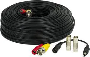 Amcrest 150 Feet Pre-Made All-in-One Siamese BNC Video and Power CCTV Security Camera Cable with Two Female Connectors for 960H & HD-CVI Camera and DVR (SCABLEHD150B)
