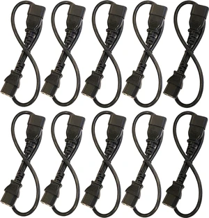 10 Pack of 2 Foot IEC 320 NEMA C13 C14 10A 18AWG AC Power Cord PDU to CPU Cables 10 Pack of 2 Foot IEC 320 NEMA C13 C14 10A 18AWG AC Power Cord PDU to CPU Cables