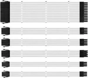 Sleeved Cables PSU Extension Cable Kit for Power Supply Fiber Braided ATX EPS PCI-E Cable with Combs 30CM (White) Sleeved Cables PSU Extension Cable Kit for Power Supply Fiber Braided ATX EPS PCI-E Cable with Combs 30CM (White)