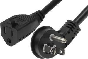 SF Cable 3ft 16/3 AWG Ultra Low Profile NEMA 5-15P Right Angle to NEMA 5-15R Power Cord, White