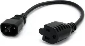 South City Mall.com 1ft (30cm) Computer Power Cord 10 Pack - C14 to NEMA 5-15R Adapter - Multipack 3-Prong PC Monitor Cable (PAC10010PK)
