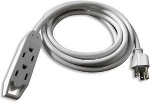 QVS 3-Outlet 3-Prong Extension Cord - 15' Computer Surge Protector White (PC3PX-15WH)