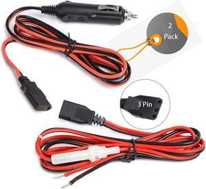 Cb Radio Power Cord/Cables 2-Wire 15A 3-Pin CB Power Cord with 12V Cigarette Lighter Plug for Cb Radio (2 Pack)