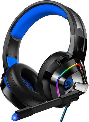ZIUMIER Gaming Headset PS4 Headset, Xbox One Headset with Noise Canceling Mic and Rgb Light, PC Headset with Stereo Surround Sound, Over-Ear Headphones for PC, PS4, Xbox One, Laptop