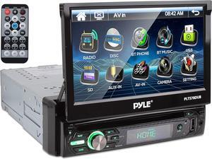 PLTS78DUB Single DIN Car Stereo Receiver - 7" Touchscreen Display, CD/DVD Player, Bluetooth Audio & Hands-Free Calling, In-Dash Multimedia System with Rear Camera, AM/FM Radio, and 320W Power
