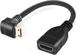 Mini HDMI to HDMI Cable, CableCreation 0.5ft 90 degree Downward?Angle Mini-HDMI Male to HDMI Female adapter, 1080P Full HD, 3D for Camera, Camcorder, Graphics Card, Laptop,Tablet, HDTV,Projector,Black