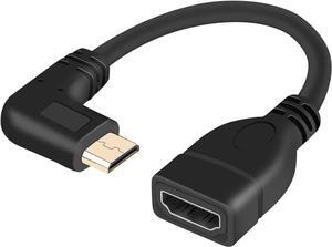 Mini HDMI to HDMI Cable, CableCreation 0.5ft 90 Degree Right Angle Mini-HDMI Male to HDMI Female Adapter, Support 1080P Full HD, 3D,for Camera, Camcorder, Graphics Card, Laptop,Tablet, 0.15M, Black