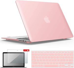IBENZER Macbook Air 11 Inch Case Model A1370 A1465, Soft Touch Plastic Hard Shell Case Bundle with Keyboard Cover & Screen Protector for Apple Laptop Mac Air 11, Rose Quartz, A11RQ+2