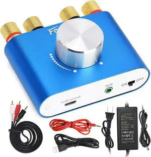 F900S 160W Mini Bluetooth 5.0 Power Amplifier 2 Channel 80Wx2 Stereo Hi-Fi Digital Amp Portable Wireless Audio Receiver Sound Speaker Amplifer AUX/USB/Bluetooth Input & 12V Power Supply