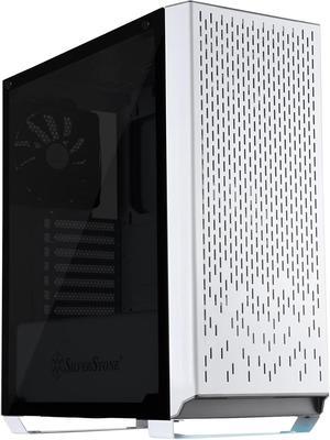 SilverStone Technology Metal ATX Computer Tower Case with Tempered-Glass Side Panel and Ample Air Flow in White (SST-PM02W-G)