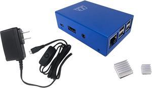 Micro Connectors Aluminum Raspberry Pi 3 Case for Model B B+ with Heatsinks and UL Approved On/Off Switch 5V/2.5A Power Supply Adapter - Blue (RAS-03BLPWR-PI)