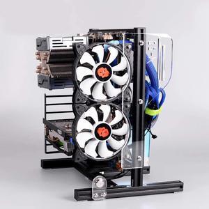 ATX M-ATX ITX Open Chassis Vertical Overclocking Test Platform Chassis with Handle, ATX/M-ATX DIY Bracket Open Chassis for ITX Motherboard, Support Graphics Card(Black)