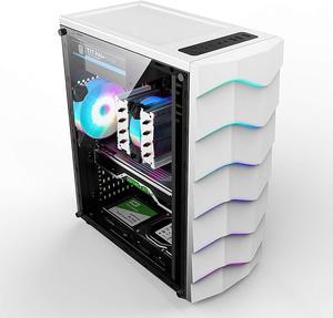 BBNB Computer Cases, Mid-Tower PC Gaming Computer Case ATX/M-ATX/ITX,Side Tempered Glass Panel,Personalized RGB Light Strip Panel (Color : White)