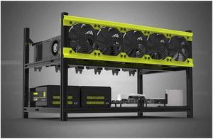 Mining Rig Frame, 8 GPU Aluminum Stackable Open Air Mining Case Computer Frame Rig Ethereum Veddha (6GPU+5FANS-V3D)