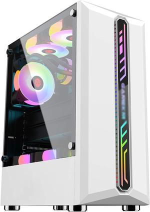 JF-TVQJ Computer Case Mid Tower Computer Case ATX/Micro-ATX Gaming Case RGB, 1 USB 3.0 Ports Water-Cooling Ready Tempered Glass Side Panel, for Home Games and Work, 3 Colors (Color : B)