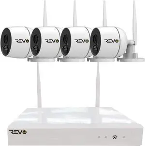 REVO America Wireless 4CH. Security System - 1TB Full-HD Wi-Fi NVR, 4 x 1080P Audio Capable Indoor/Outdoor Bullet Cameras with Built-in Pir - Remote Access Via Smart Phone, Tablet and Pc