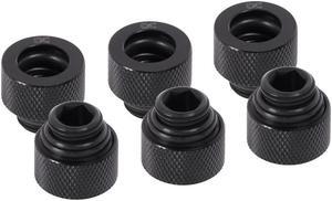 Alphacool Eiszapfen HF 12mm HardTube Compression Fitting G1/4 - Deep Black - Sixpack (17645)