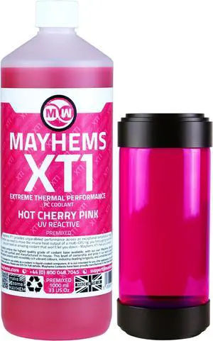 Mayhems - PC Coolant - XT1 Premix - Thermal Performance Series - UV Fluorescent | 1 Liter - Hot Cherry Pink (MXTP1LPI)