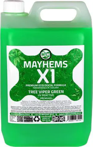 Mayhems - PC Coolant - X1 Premix - Eco Friendly Series - UV Fluorescent | 5 Liter - Tree Viper Green (MX1P5LGR)