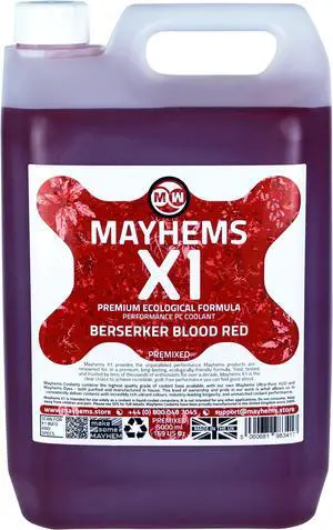 Mayhems - PC Coolant - X1 Premix - Eco Friendly Series | 5 Liter - Berserker Blood Red (MX1P5LBR)