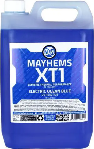Mayhems - PC Coolant - XT1 Premix - Thermal Performance Series - UV Fluorescent | 5 Liter - Electric Ocean Blue (MXTP5LBL)