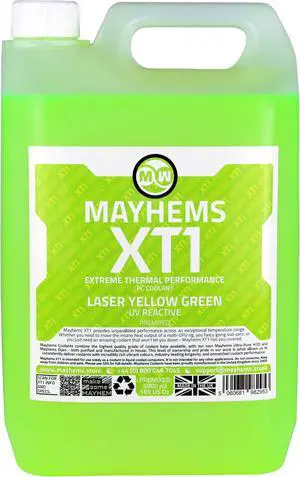Mayhems - PC Coolant - XT1 Premix - Thermal Performance Series - UV Fluorescent | 5 Liter - Laser Yellow Green (MXTP5LYG)