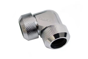 Alphacool Eiszapfen 13mm HardTube Compression Fitting 90 L-Connector - Knurled - Chrome, Brass (17410) Alphacool Eiszapfen 13mm HardTube Compression Fitting 90 L-Connector - Knurled - Chrome, Brass (17410)