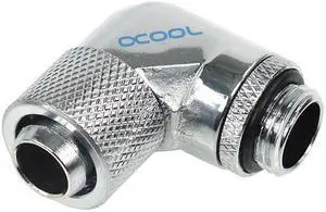 Alphacool G1/4  3/8"ID x 1/2"OD 90Â° Revolvable Compression Fitting - Chrome (17074)