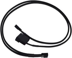 Phobya Y-Cable,4-Pin PWM to 4-Pin PWM and 4-Pin Molex, 50cm, Sleeved, Black