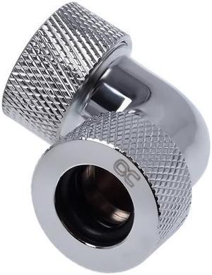 Alphacool HT 13mm HardTube Compression Fitting 90Â° Elbow for Acrylic, Brass, Borosilicate or Carbon Tubes- Knurled - Chrome (17295)