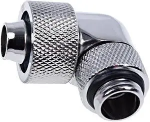 Alphacool Eiszapfen 3/8" ID x 5/8" OD G1/4 90Â° Rotatable Compression Fitting - Chrome (17237)