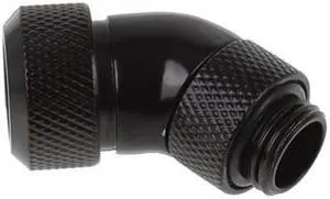 Alphacool Eiszapfen 13mm HardTube Compression Fitting 45° Rotatable G1/4 - Knurled - Deep Black (17407)