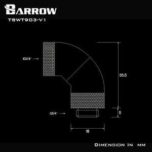 Barrow G1/4" 90 Degree Male to Female Triple Rotary Snake Adaptor - Black (TSWT903-V1)