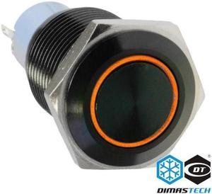 DimasTech® 19mm Vandal Resistant "Momentary" Bulgin Switch - Black Housing - Orange LED (PD047)