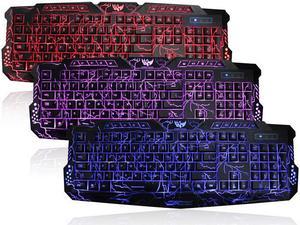 XinXinShun M-200 Three Adjustable Color Backlit Keyboard with Cool Crack Pattern - Black for Windows 98/XP/2000/VISTA/Win7/Win8   U.S. In stock  Send From USA