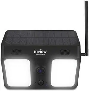 Bell+Howell BHSLC1-BK Inview Smart 1080p Wi-Fi Solar Security Camera with 800-Lumen Floodlights