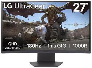 Open_Box - LG Ultragear 27" QHD (2560x1440) Curved Gaming Monitor,180Hz 1ms 1000R AMD FreeSync Monitor with HDR10,Black, 27GS60QX-B
