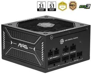 MAG A650GLS PCIE5, USA, 650W, Fully-Modular, 80 Plus Gold, Bilingual Color Box, Solid wood pallet packing, 10Y Warranty