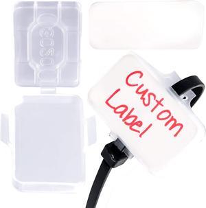 Heavy Duty, Strong 10-Inch Zip Ties and Reusable Label Boxes 50 Pk. Box Attaches to Sturdy Cord Bundler for Desk, PC and Desktop Cable Management. Great White Organizer for Cables, Wires and Equipment