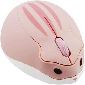 2.4GHz Wireless Mouse Cute Hamster Shape Less Noice Portable Mobile Optical 1200DPI USB Mice Cordless Mouse for PC Laptop Computer Notebook MacBook Kids Girl Men Women Adults Gift (Pink)