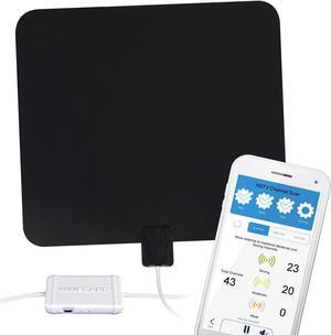 FlatWave Amped Pro HDTV Indoor TV Antenna  Bluetooth Signal Meter, Integrated Channel Finder, Up to 60 Mile Range, TH-3000
