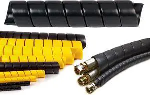 1 Inch Heavy Duty Spiral Wrap HDPE Flexible Plastic Cable Sleeve Hose Protector 25 Feet - Black