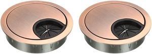uxcell Cable Hole Cover, 2-1/8" Zinc Alloy Desk Grommet for Wire Organizer, 2 Pcs (Red Bronze)