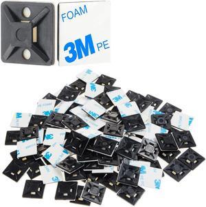 100PCS 3/4" Adhesive Cable Zip Tie Mounts Self Wire Cable Clips Organizer Holders Anchor Wire Tie Downs Black