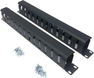 2 Pack- All Metal 19 Inch Cable Manager Horizontal Rack Mount Organizer with 12 Big Slots Cable Management System (1UCM12S2PC)